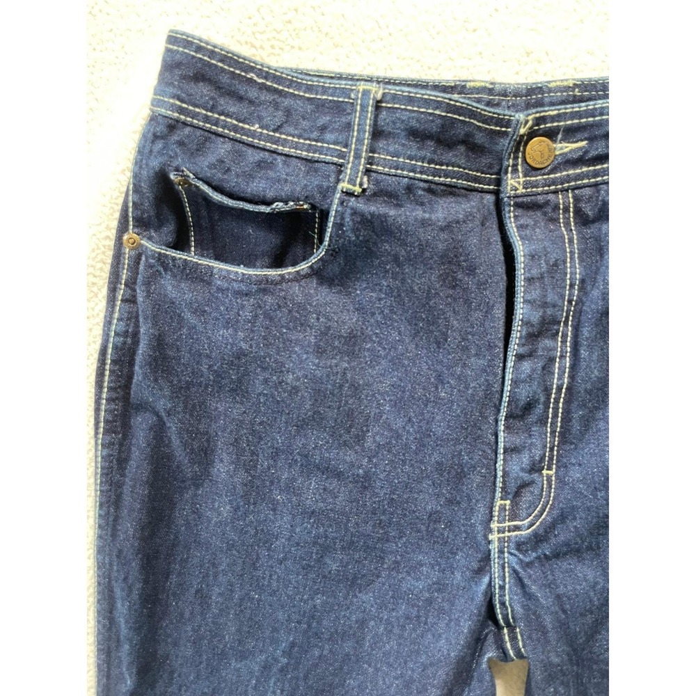 Vintage Jordache Mens 38 Jeans Dark Blue High Rise Straight Leg Thick Stitch - Picture 5 of 16